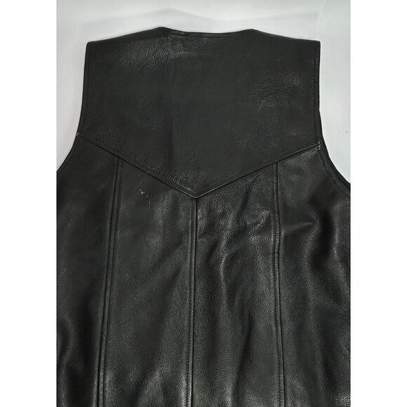 CLASSIC LEATHER Black Vest Men 46/XL-XXL Button VNeck Side Laces Western Cowboy - Picture 12 of 12